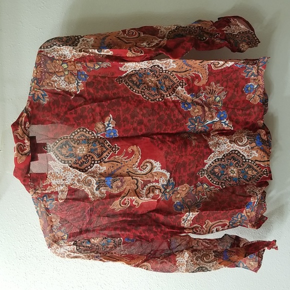 Vintage Floral Sheer Rayon Beaded Top - Picture 5 of 6